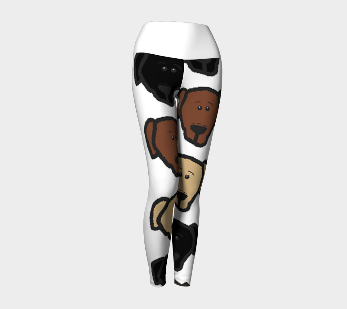 Labrador Retriever all 3 colors cartoon heads yoga leggings preview #1