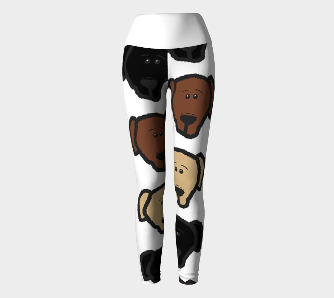Labrador Retriever all 3 colors cartoon heads yoga leggings preview #2