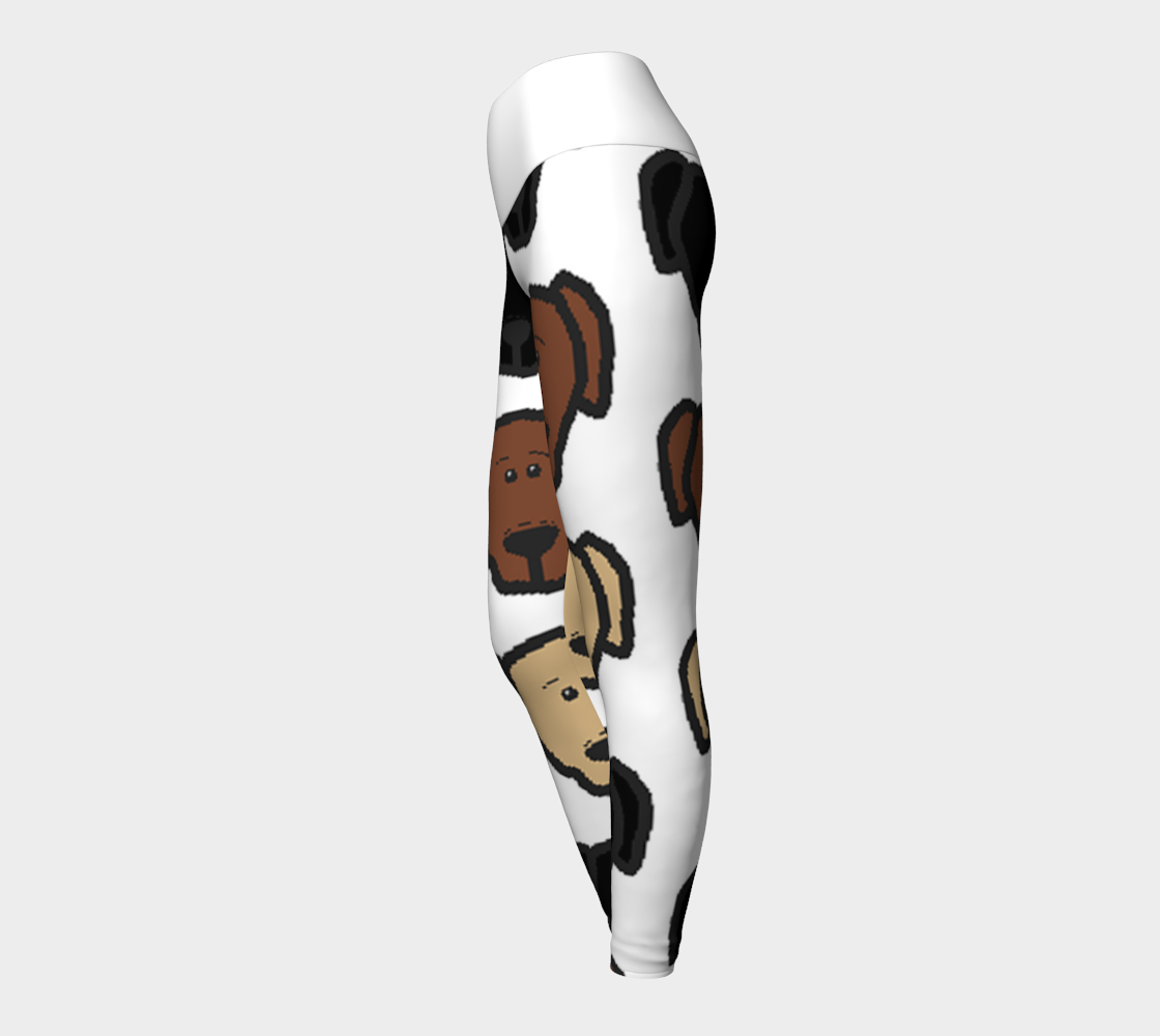 Labrador Retriever all 3 colors cartoon heads yoga leggings preview #3
