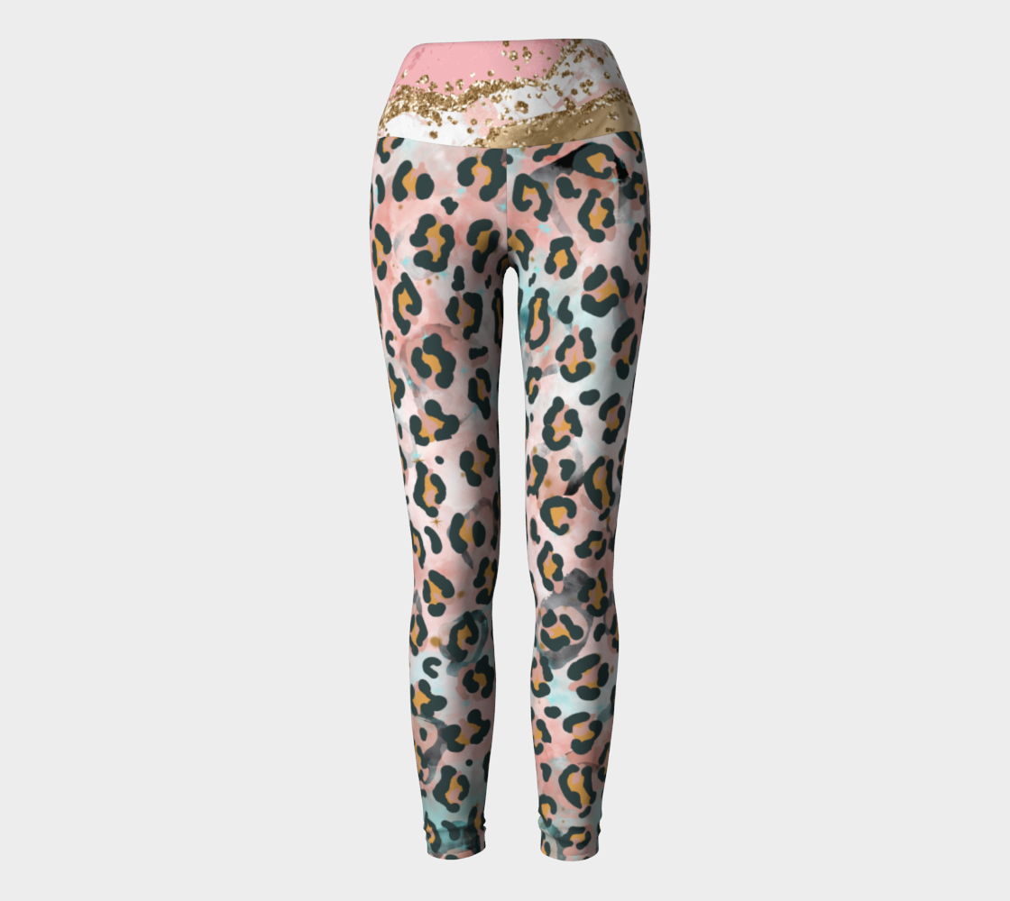 Cotton Candy Leopard print yoga leggings preview