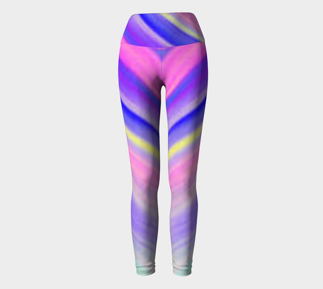 Yoga Leggings Pink Blue Painting preview