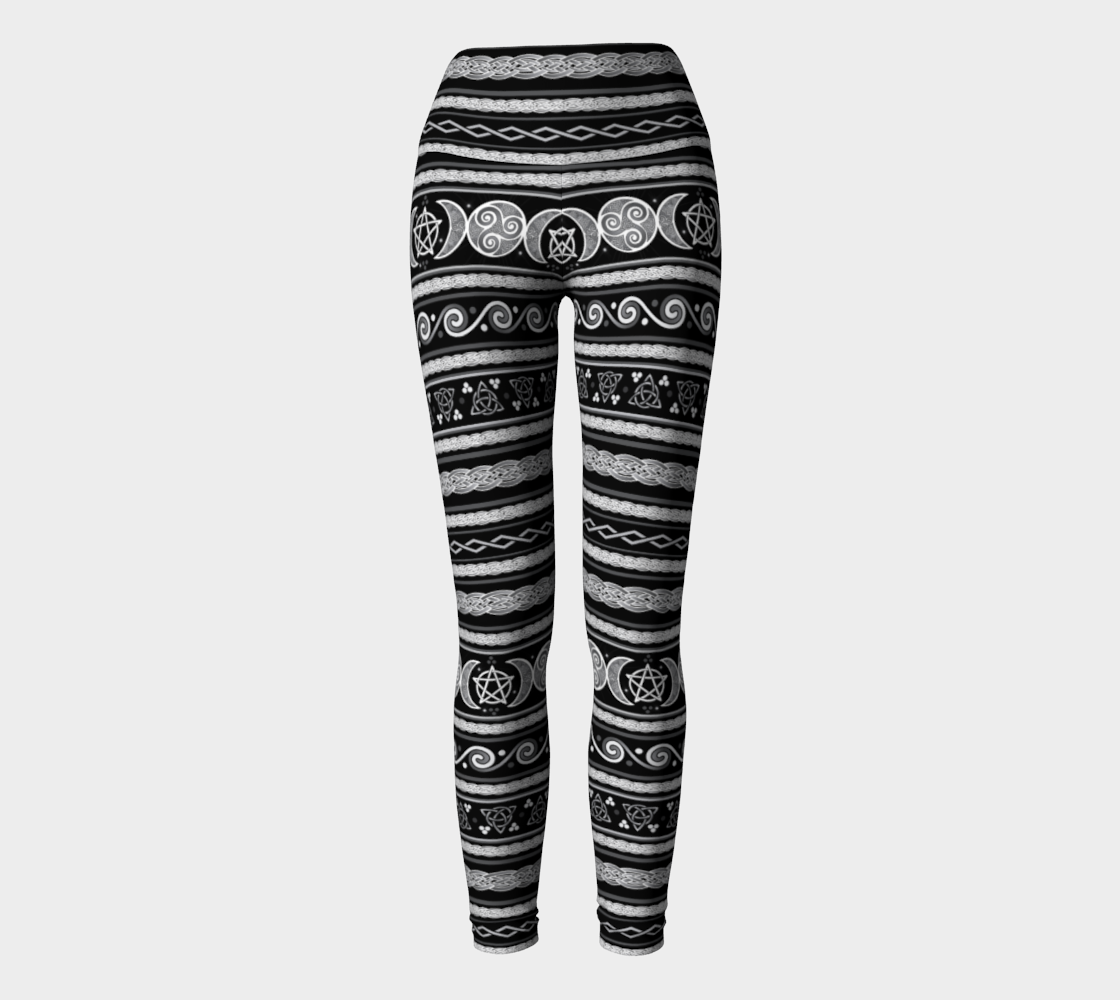 Celtic Triple Moon Goddess Witch Fair Isle in Black, White, and Grey thumbnail #3