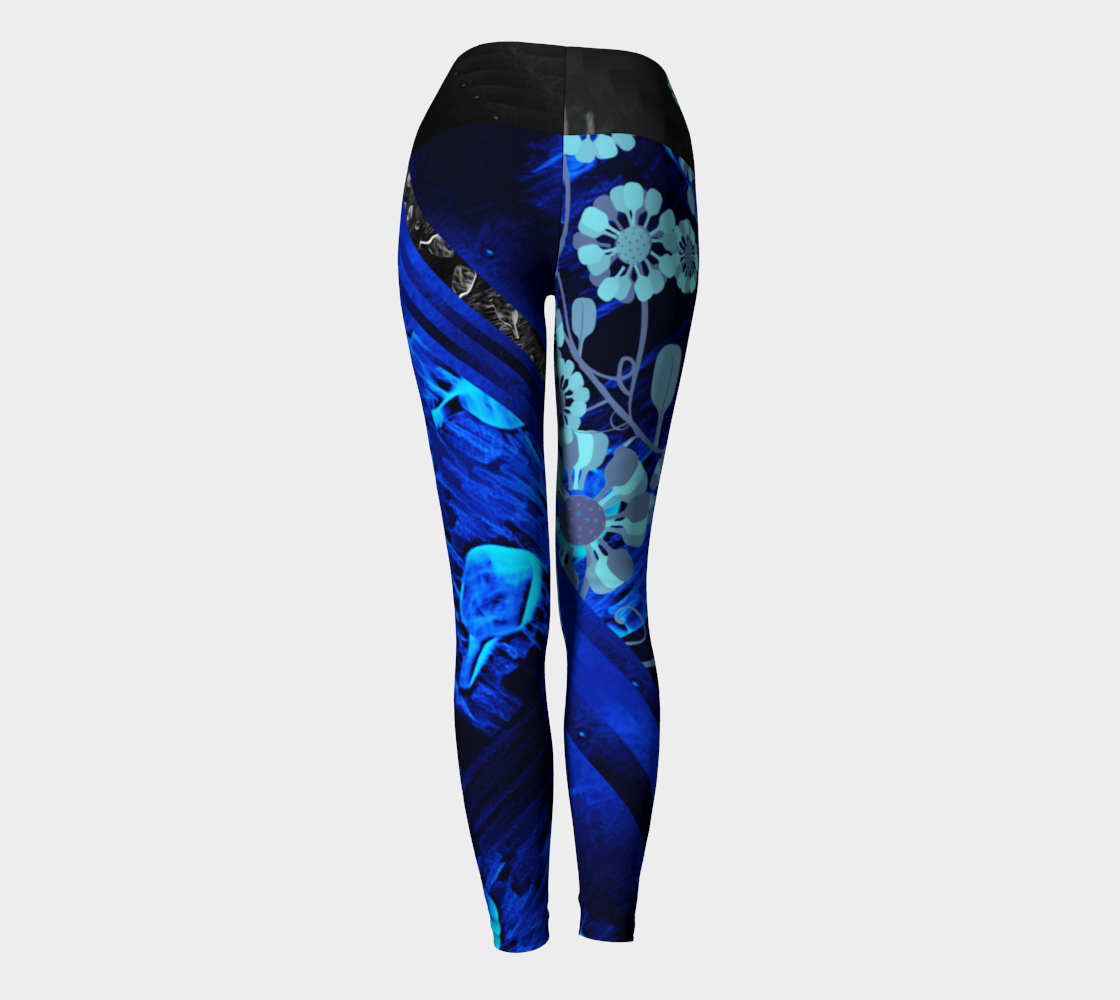 Pickleball blue smoke and flowers leggings preview #4