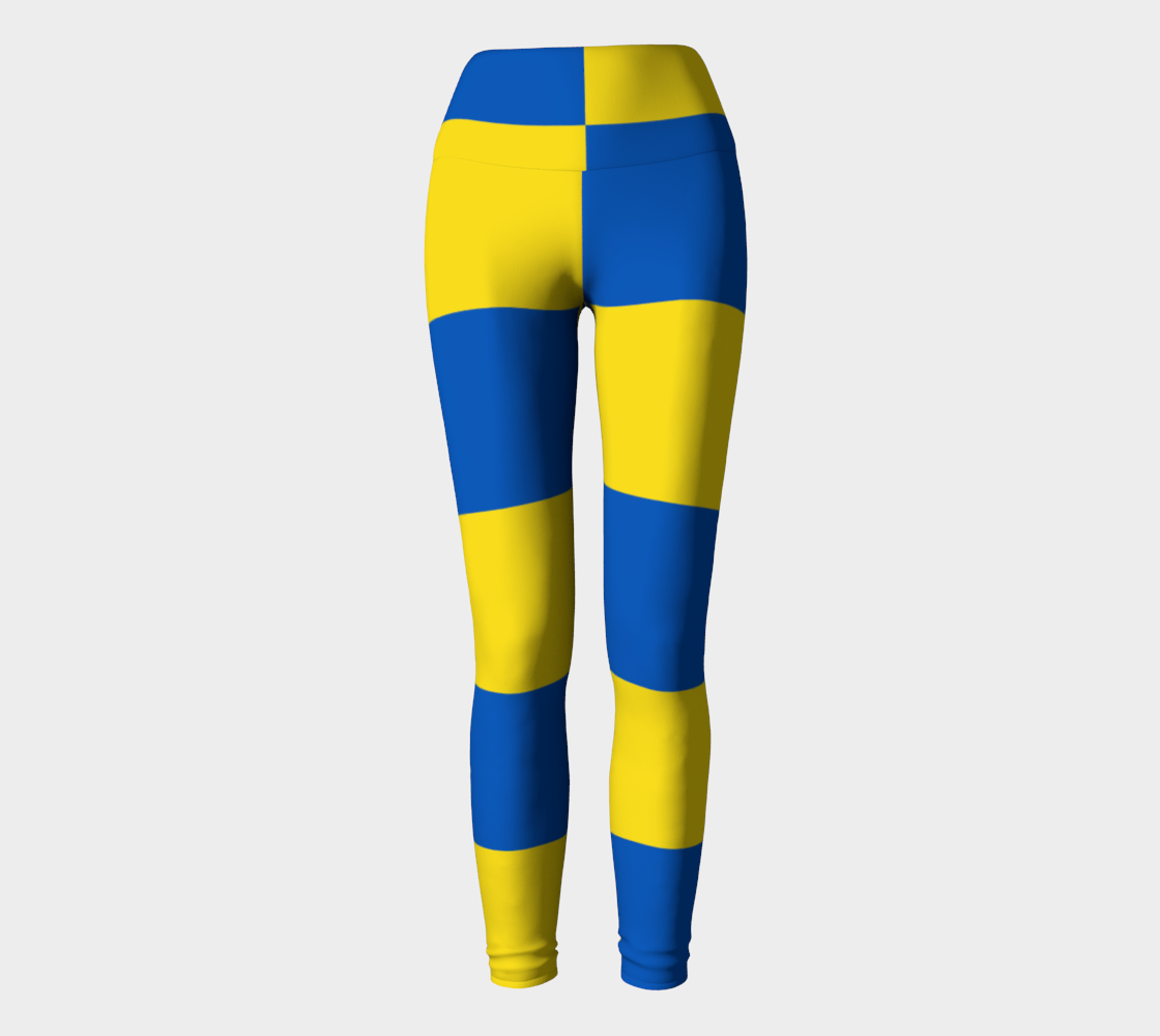 Aperçu de Blue and Yellow Ukraine Flag Pattern Yoga Leggings, AWSSG