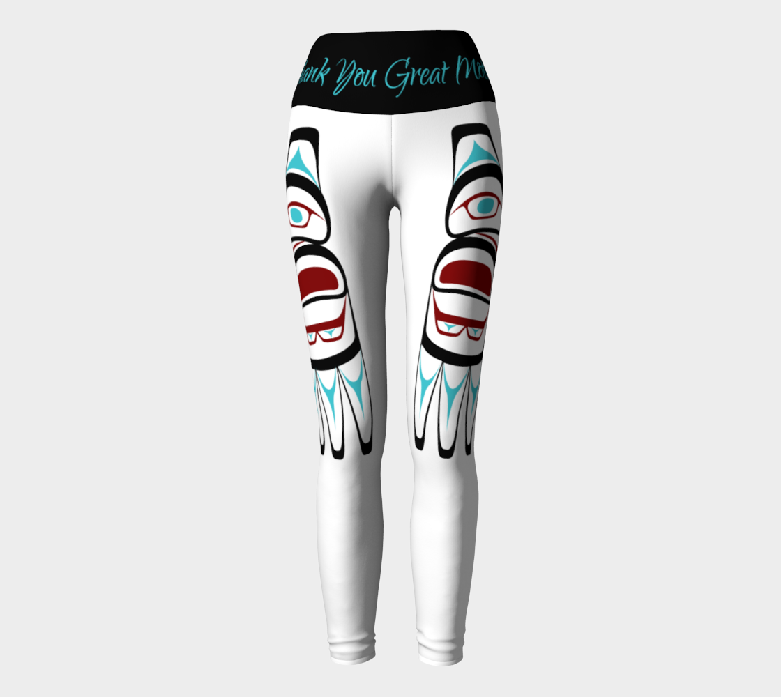 Tlingit Haida Tribal Artist Yoga Leggings White & Black preview