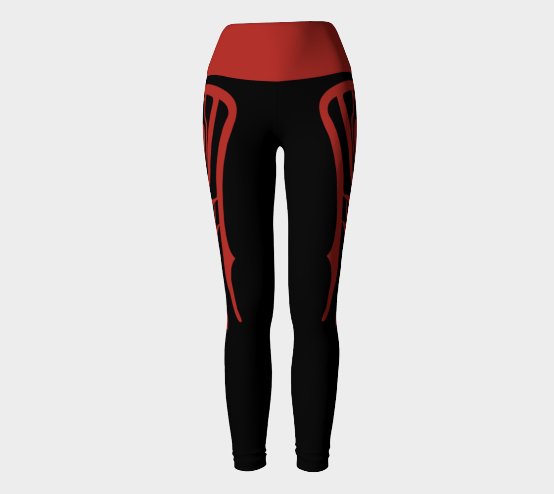 Tlingit Raven Leggings Red On Black With Red Band preview