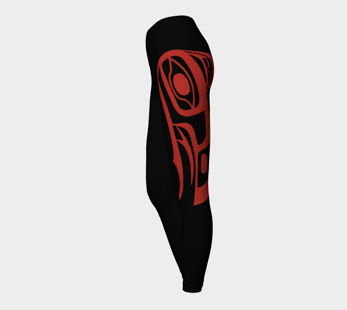 Tlingit Raven Leggings Red on Black With  Black Band preview #3