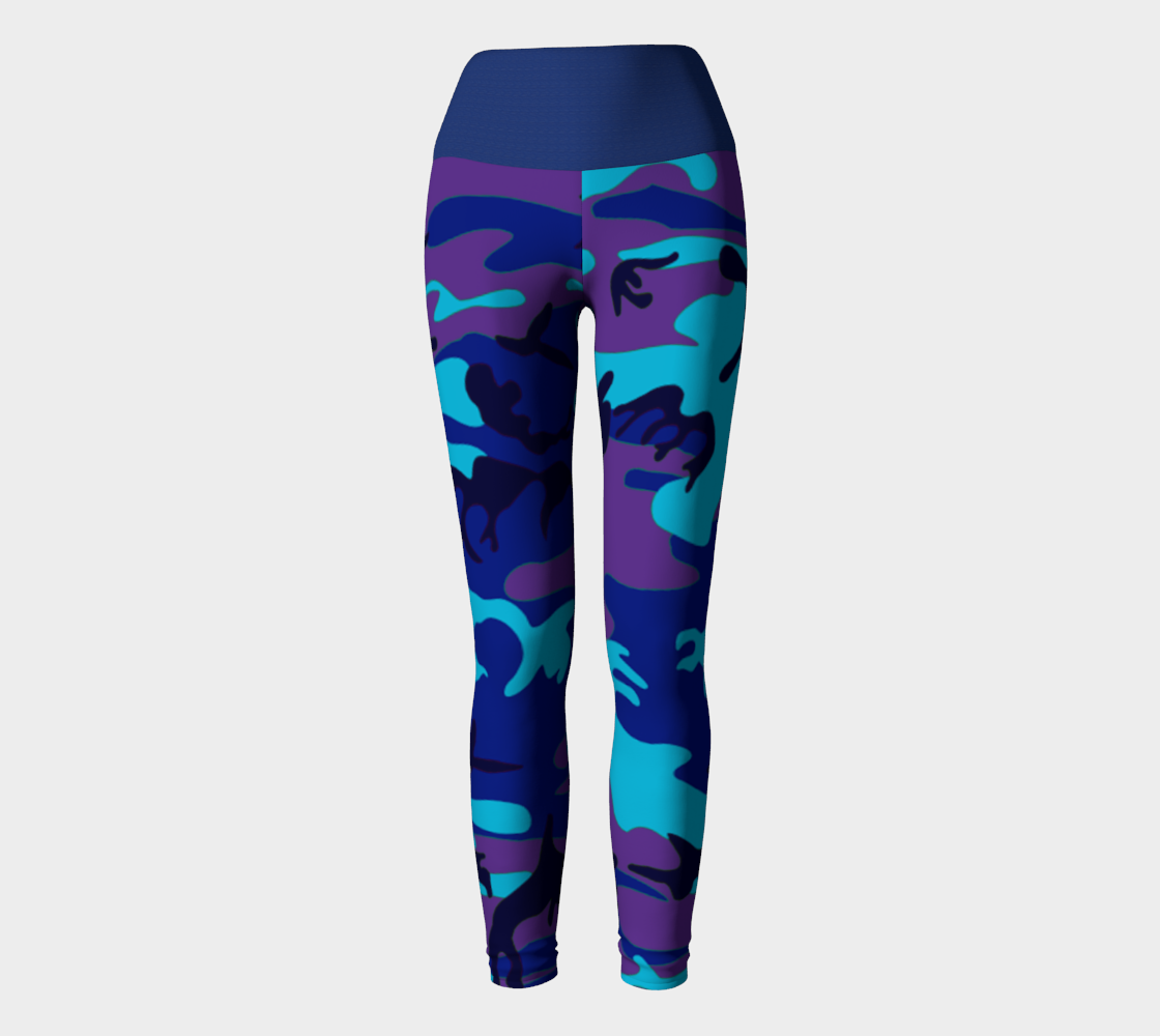 Aperçu de Blue and Purple Camouflage Yoga Leggings, AWSSG 