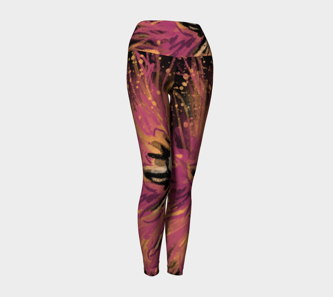 Pantalons de yoga, Fleurs de joie rosées  3D preview