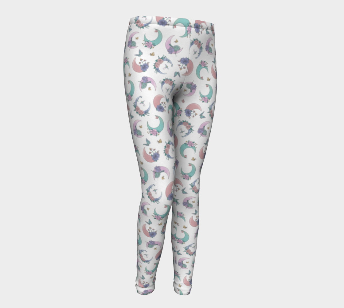 Fly me to the moon white tossed youth leggings thumbnail #2