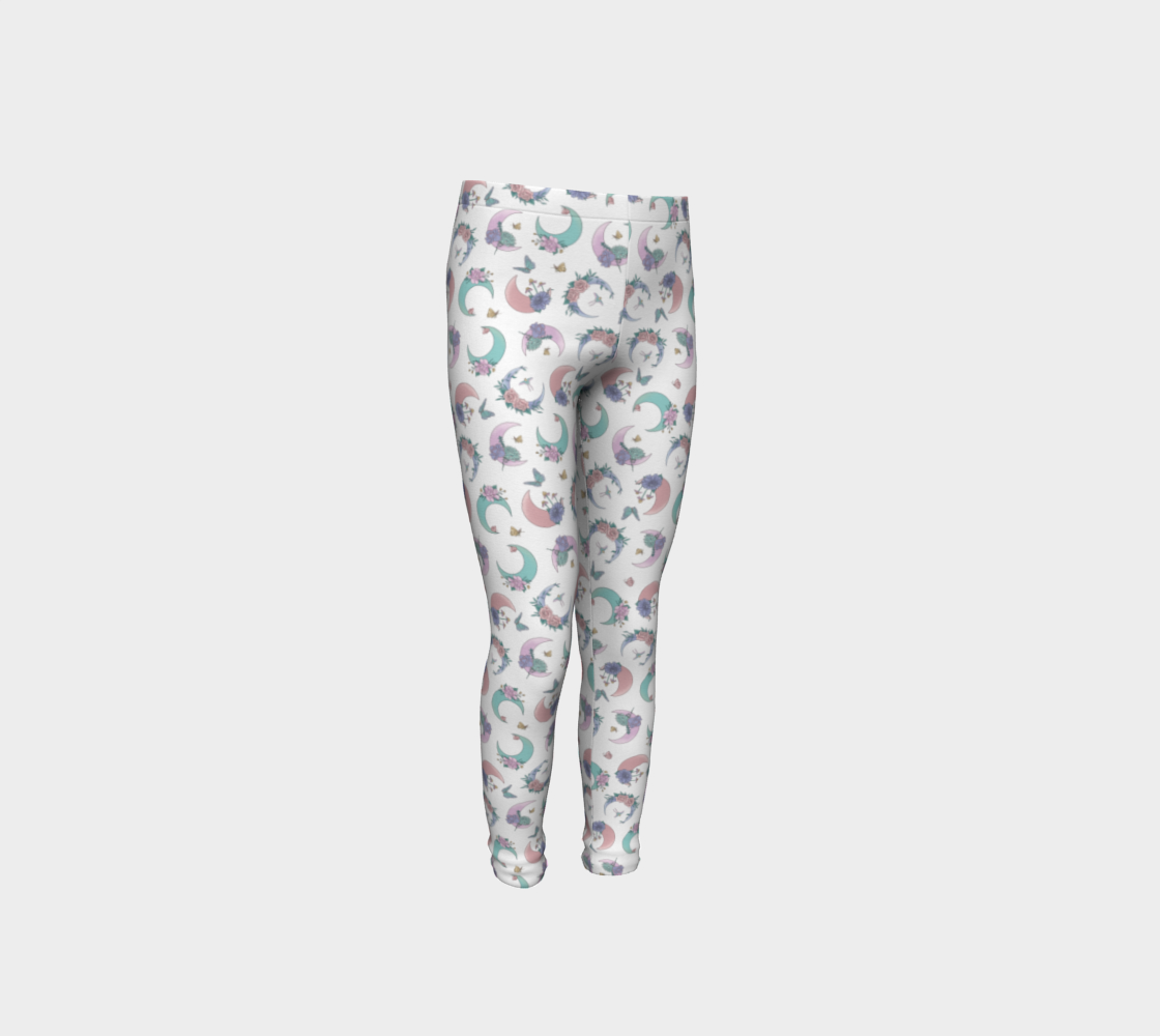 Fly me to the moon white tossed youth leggings preview #4