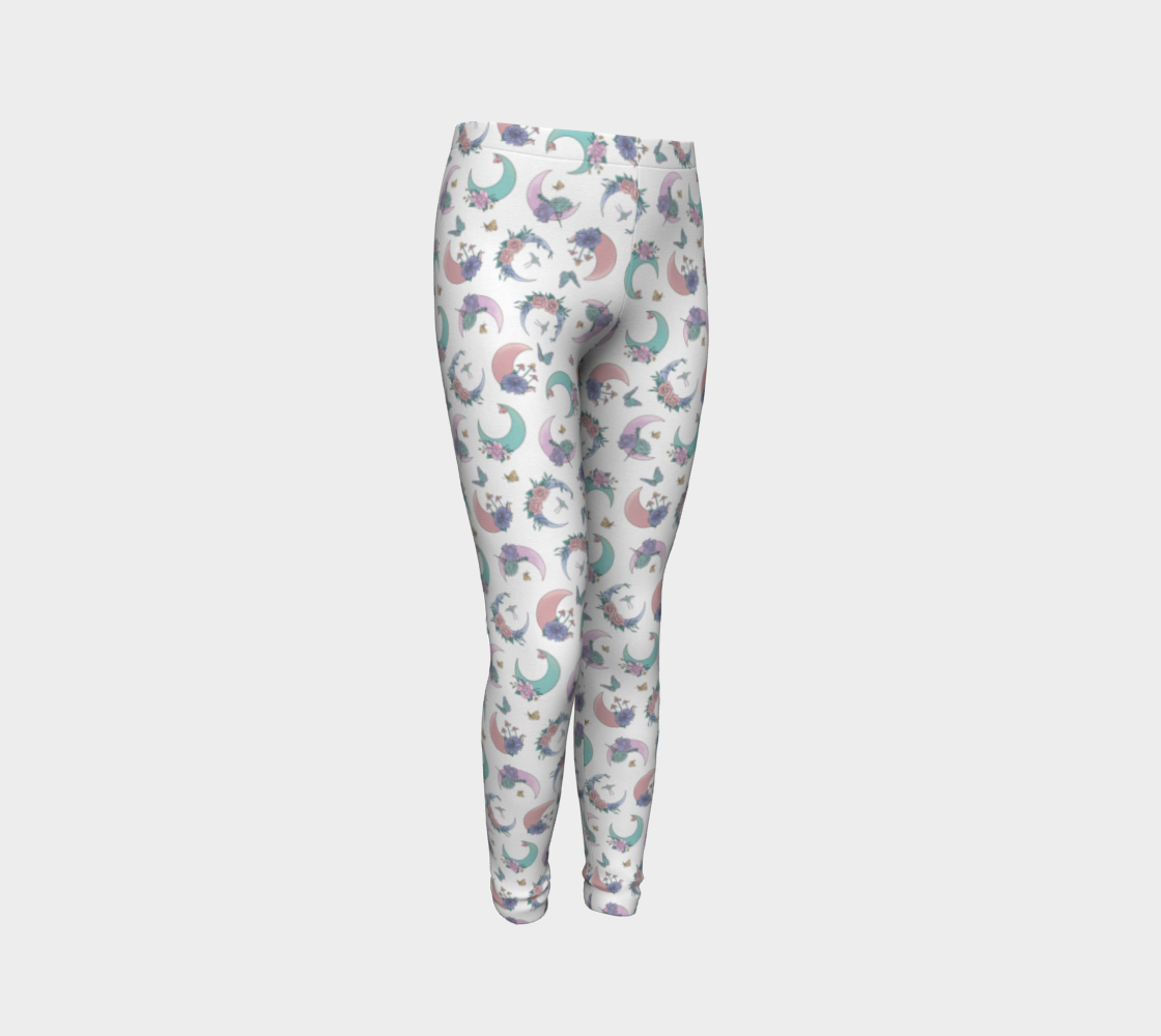 Fly me to the moon white tossed youth leggings preview #3