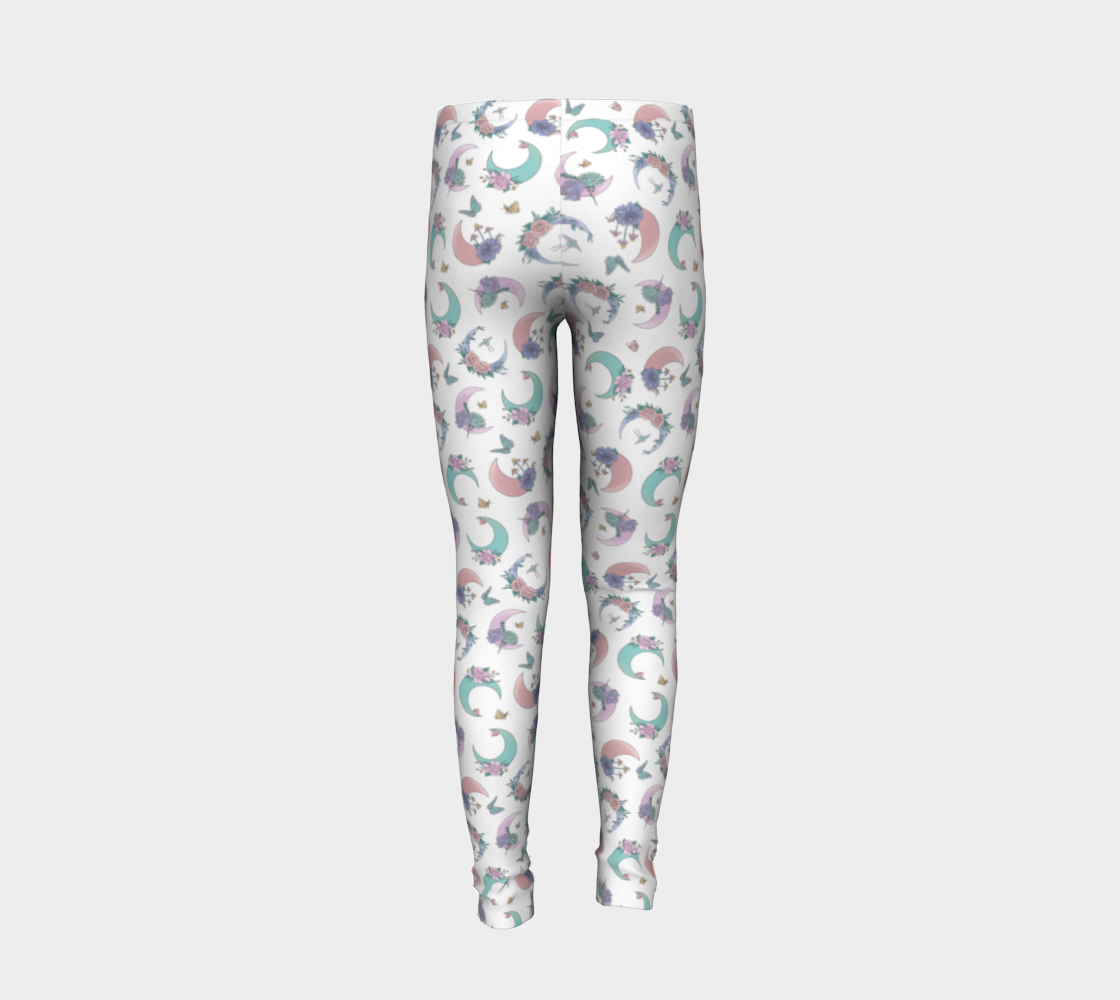 Fly me to the moon white tossed youth leggings preview #6