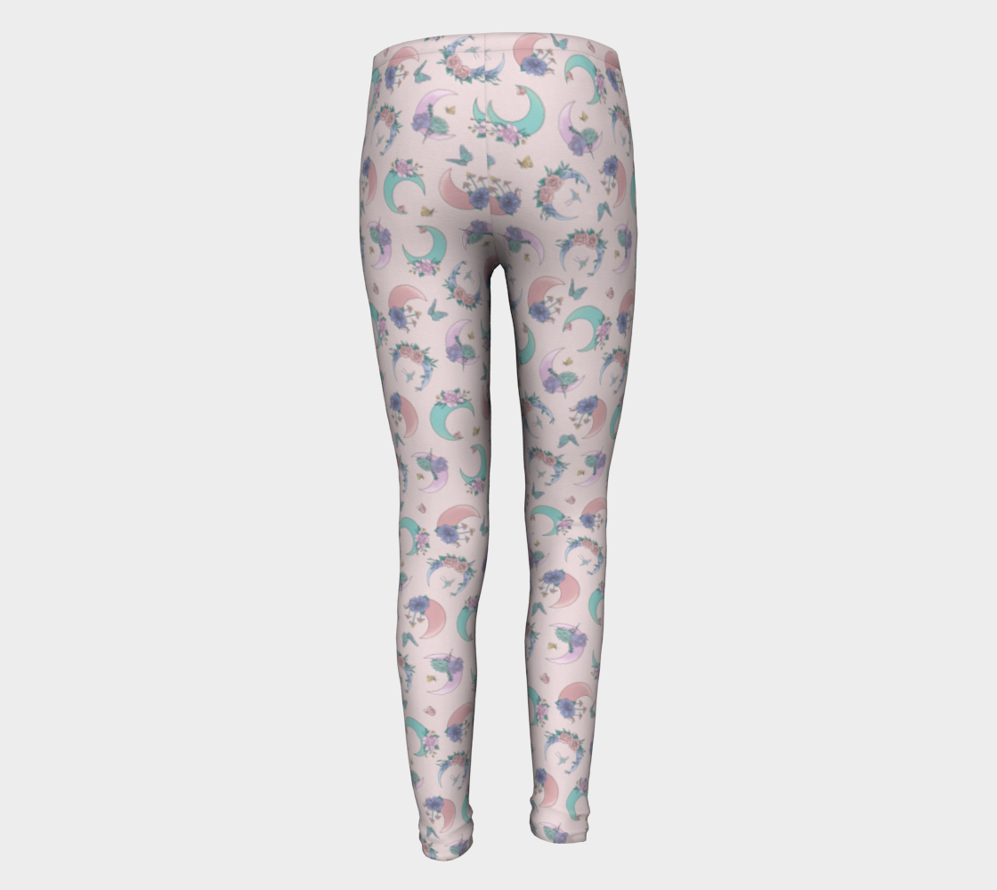 Fly me to the moon pink tossed youth leggings preview #5
