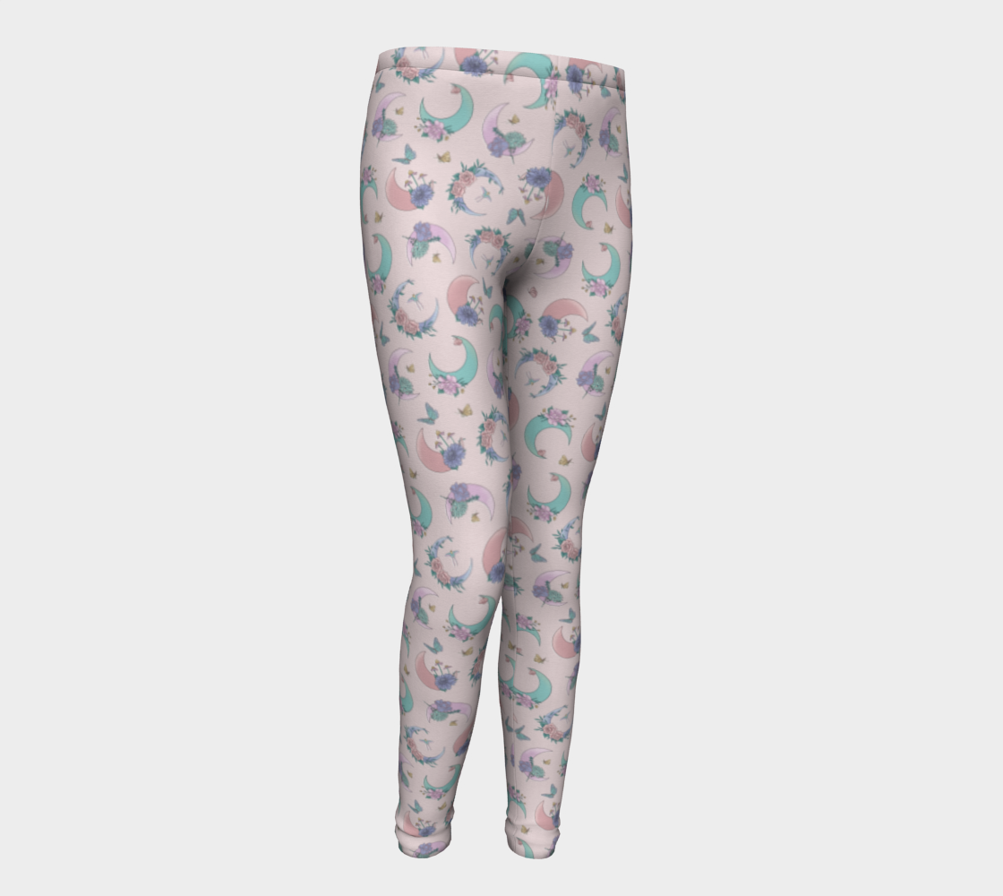 Fly me to the moon pink tossed youth leggings preview #1