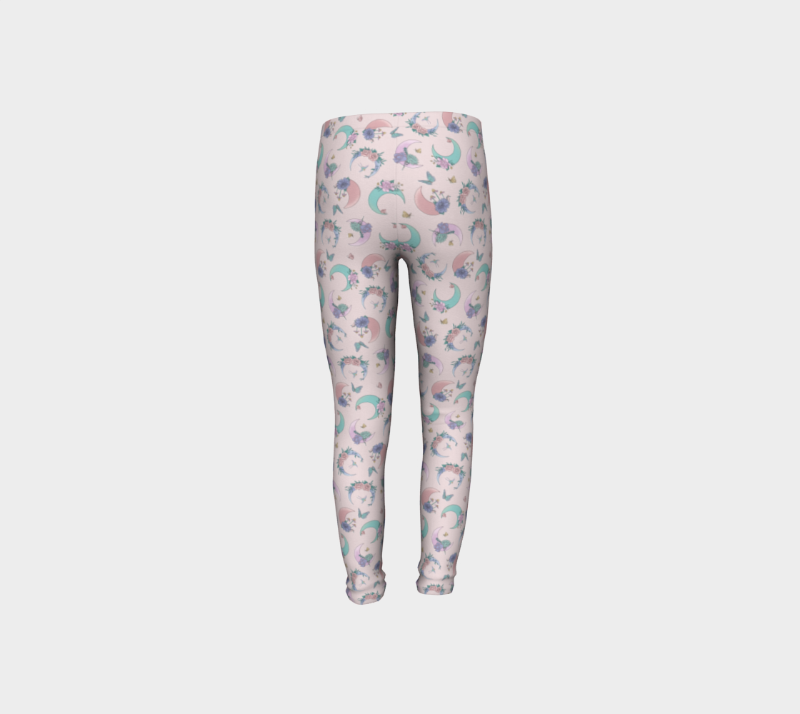 Fly me to the moon pink tossed youth leggings preview #8