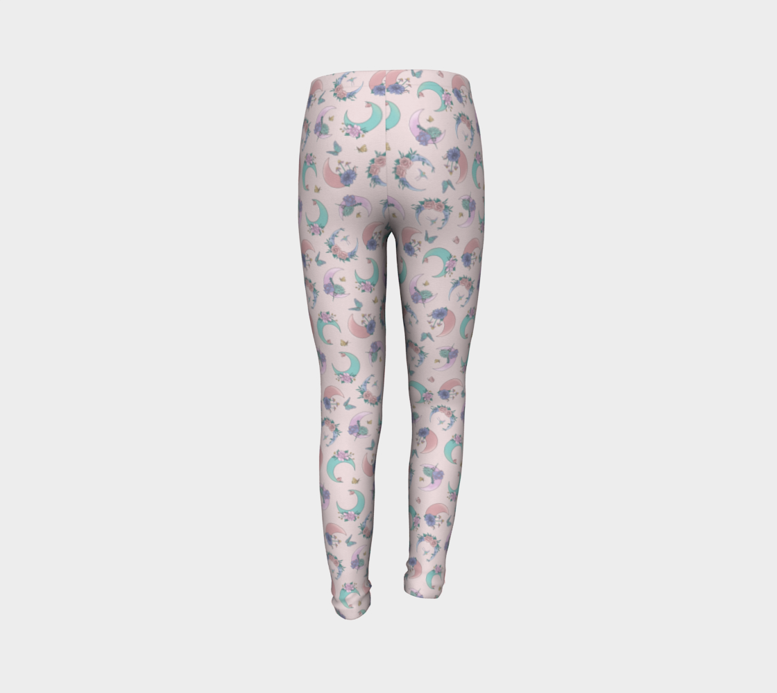 Fly me to the moon pink tossed youth leggings preview #7