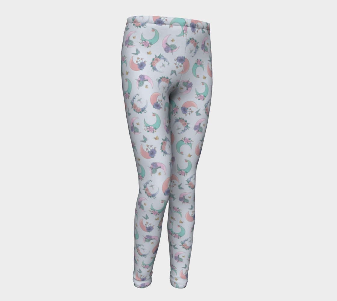 Fly me to the moon blue tossed youth leggings preview #1
