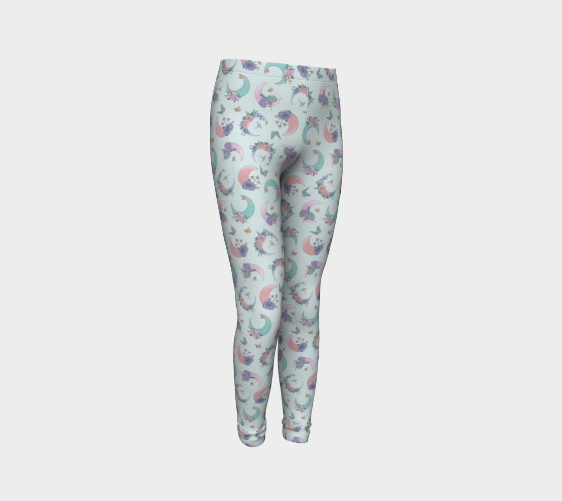 Fly me to the moon mint tossed youth leggings preview #3