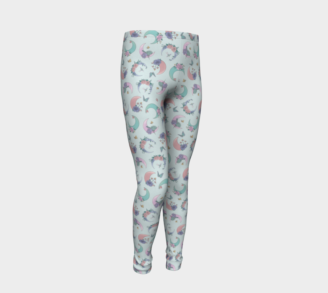 Fly me to the moon mint tossed youth leggings 3D preview