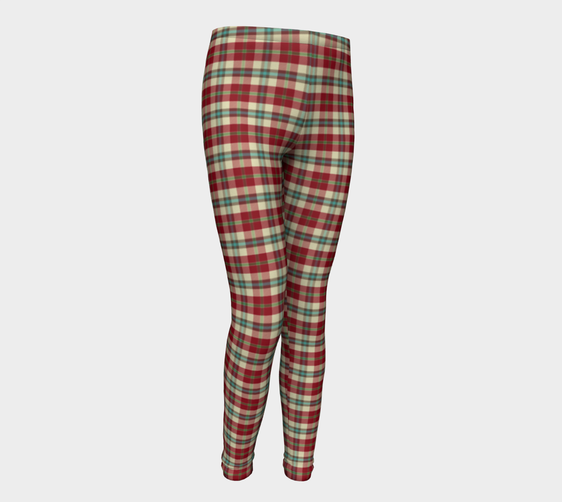 Christmas Plaid Youth Leggings 3D preview