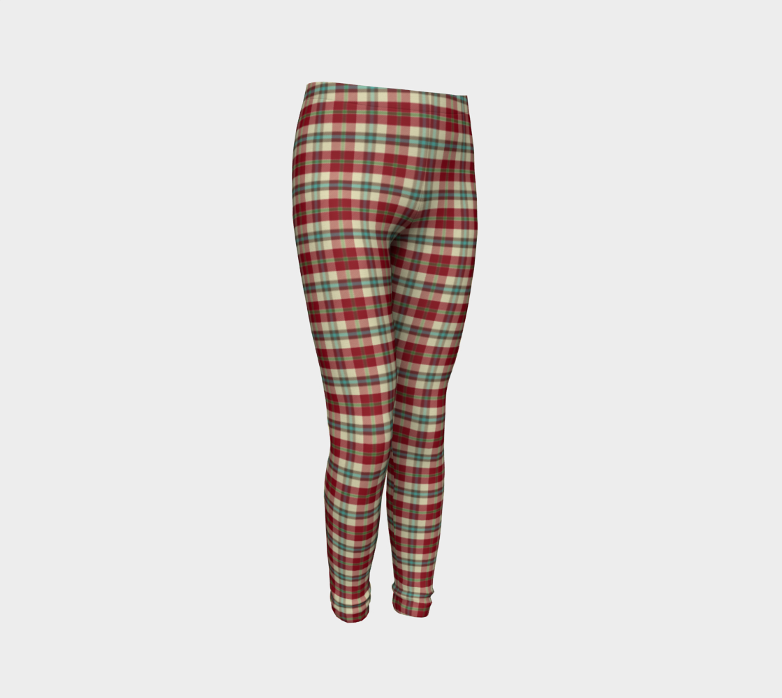 Christmas Plaid Youth Leggings preview #3
