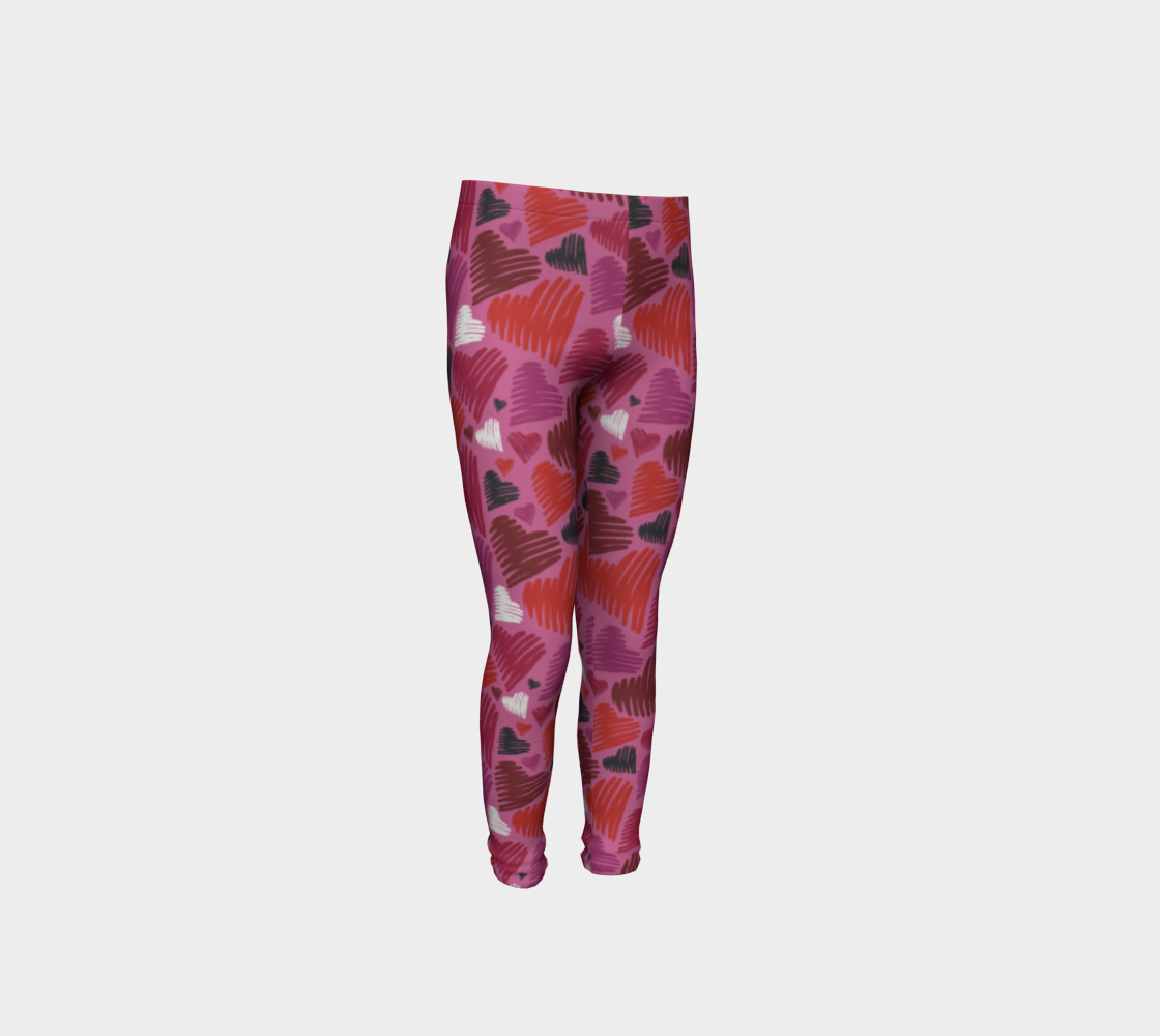 Scribble Hearts Youth Leggings - Pink preview