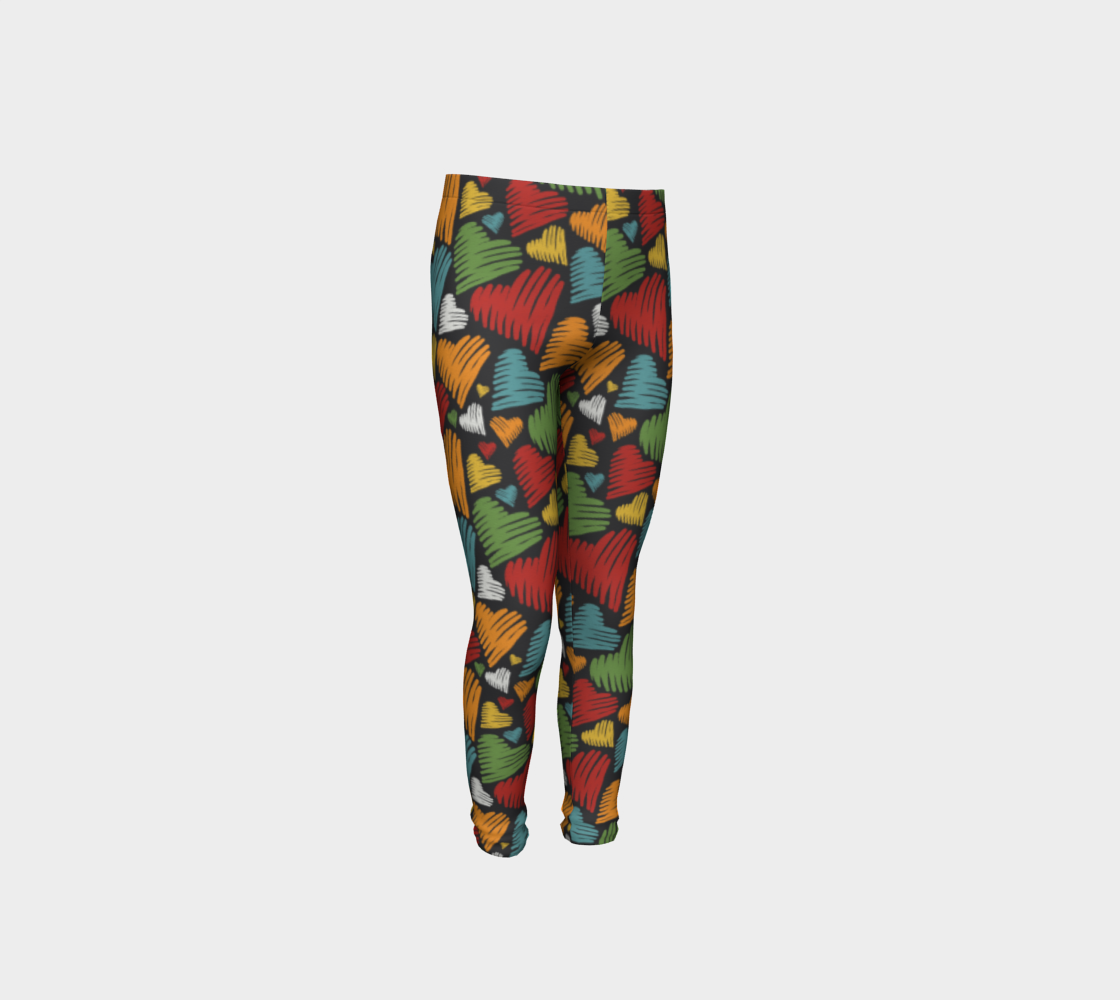 Scribble Hearts Youth Leggings - Multicolor preview