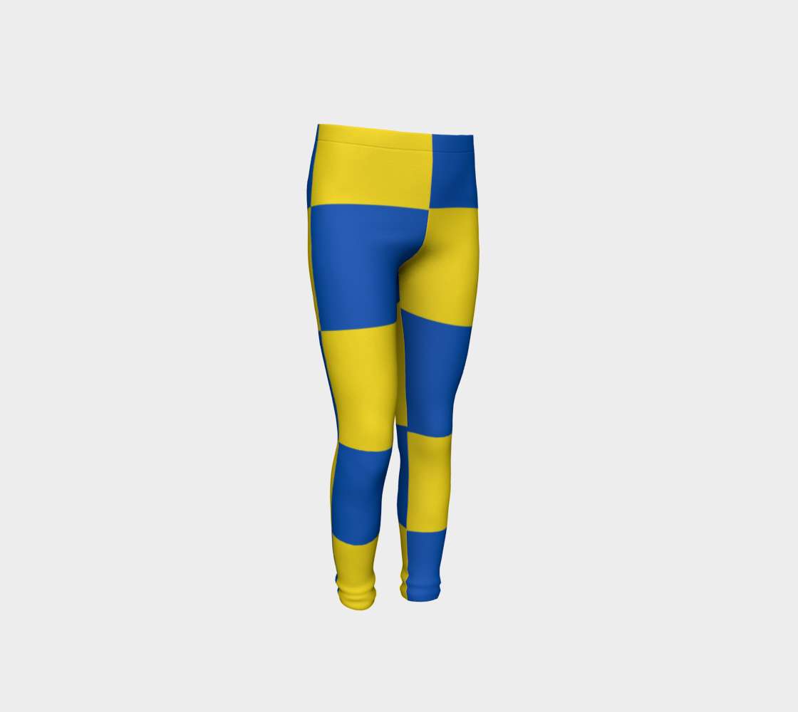 Aperçu de Blue and Yellow Ukraine Flag Pattern Youth Leggings, AWSSG