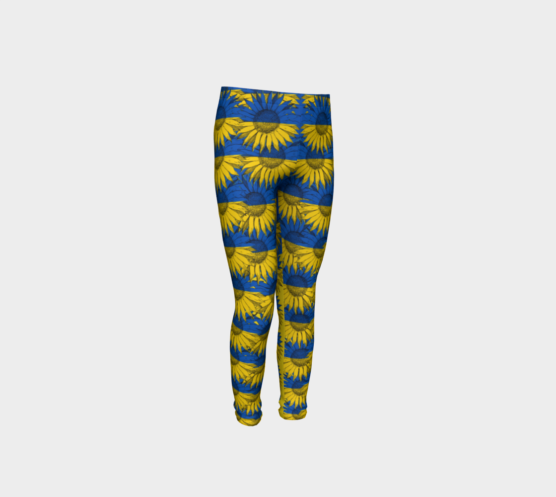 Aperçu de Sunflowers Ukraine Flag Blue Gold Youth Leggings, AWSSG 