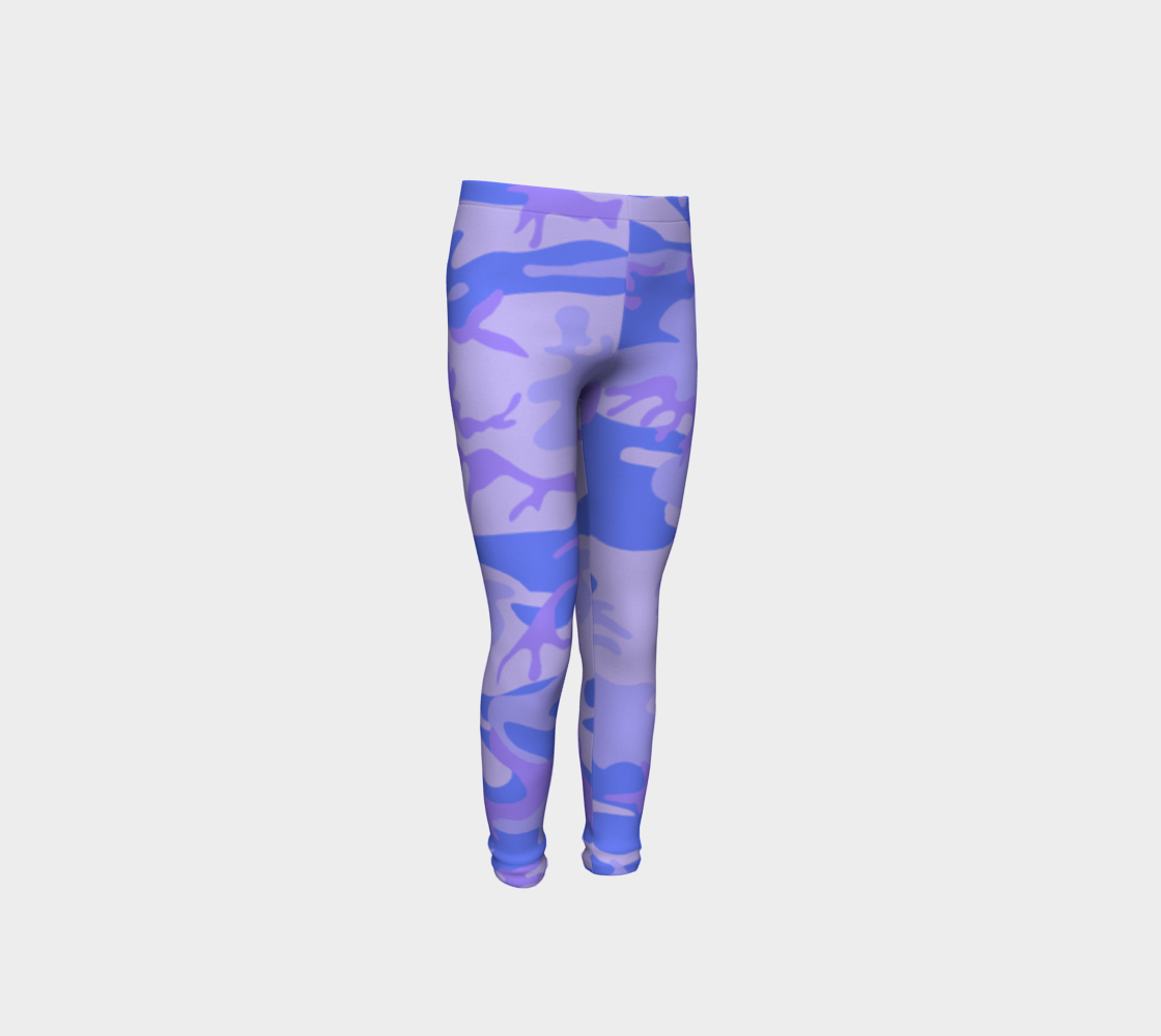 Light Blue Camouflage Youth Leggings, AWSSG  preview