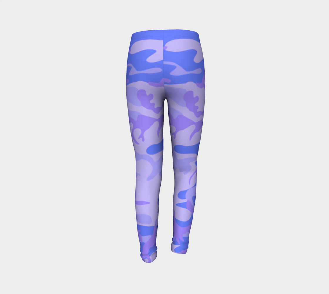 Aperçu de Light Blue Camouflage Youth Leggings, AWSSG  #7