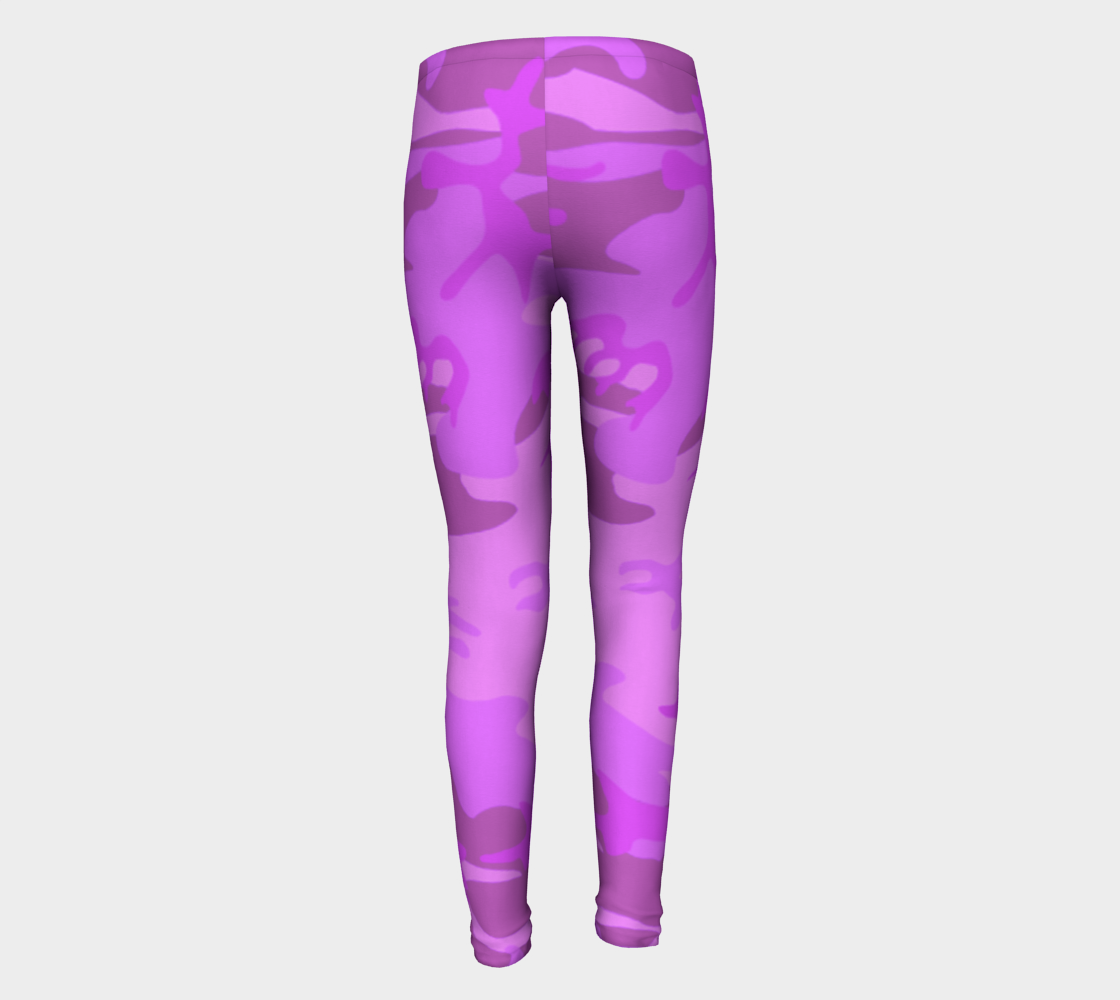 Aperçu de Light Purple Camouflage Youth Leggings, AWSSG  #5
