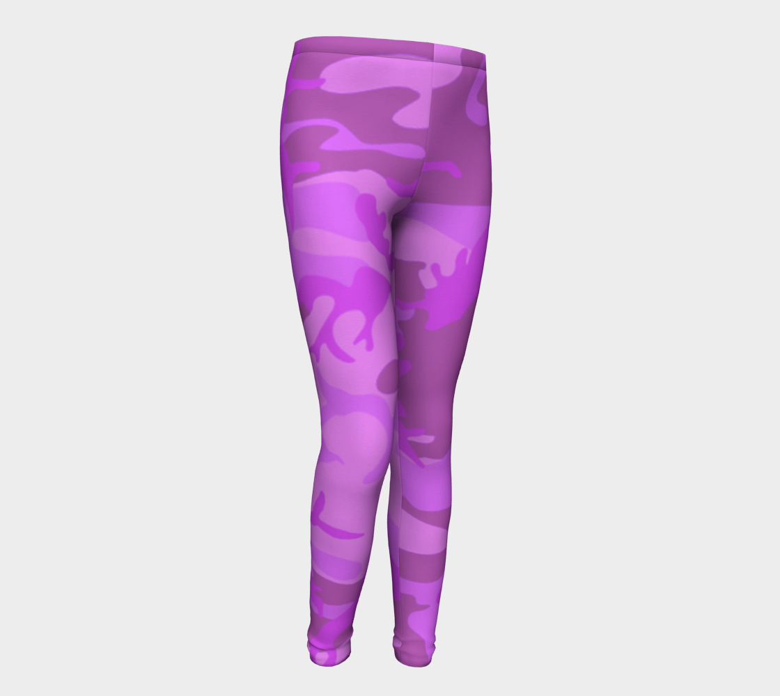 Aperçu de Light Purple Camouflage Youth Leggings, AWSSG  #1