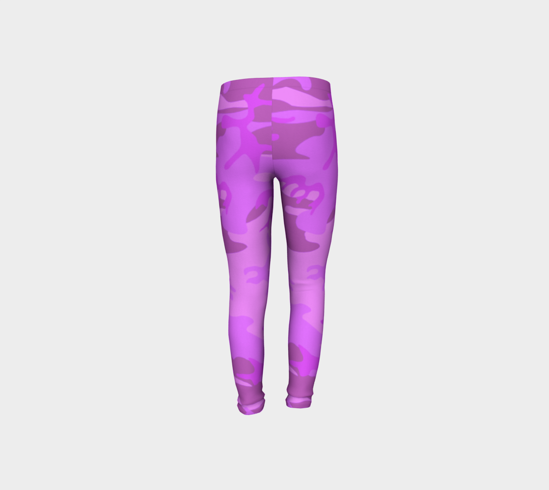 Aperçu de Light Purple Camouflage Youth Leggings, AWSSG  #8