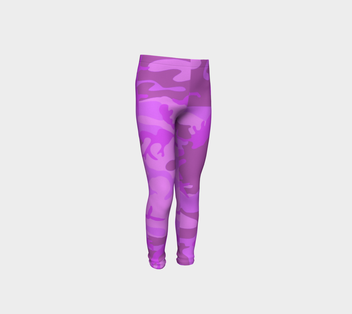 Light Purple Camouflage Youth Leggings, AWSSG  preview