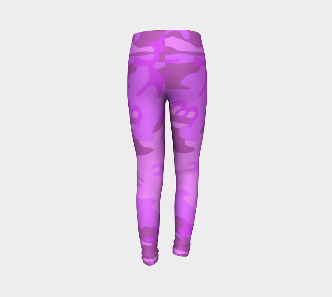 Light Purple Camouflage Youth Leggings, AWSSG  Miniature #8