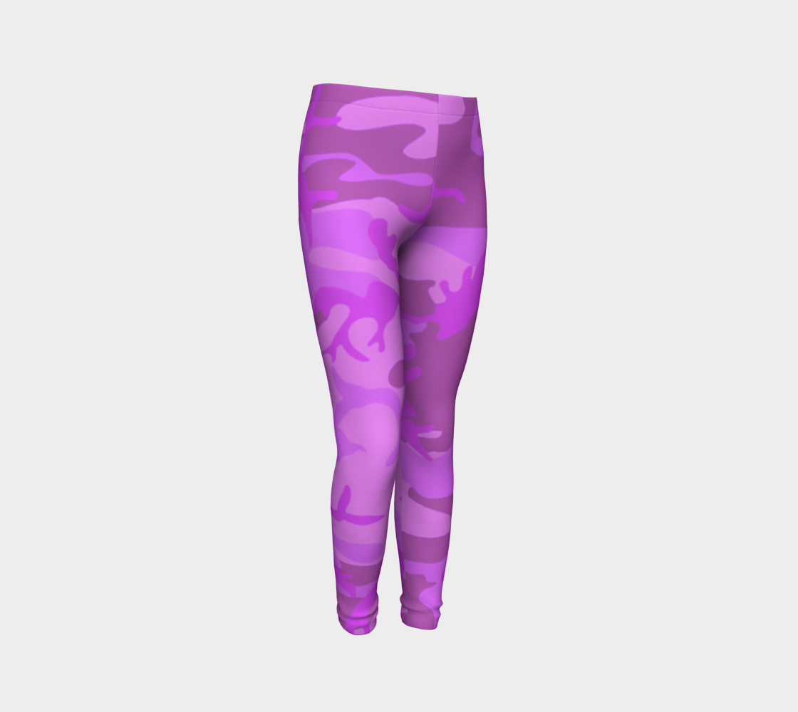 Aperçu de Light Purple Camouflage Youth Leggings, AWSSG  #3