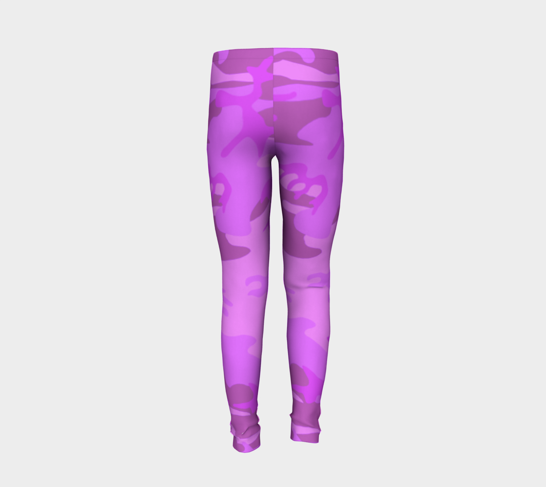 Light Purple Camouflage Youth Leggings, AWSSG  Miniature #7