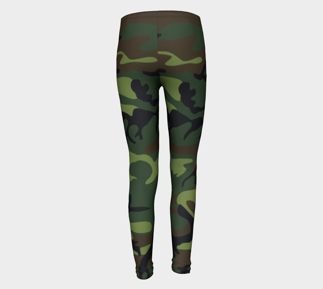 Aperçu de Military Green Camouflage Youth Leggings, AWSSG  #5