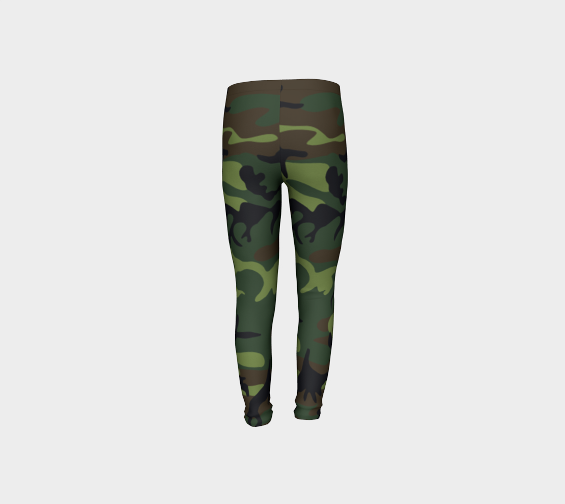 Aperçu de Military Green Camouflage Youth Leggings, AWSSG  #8