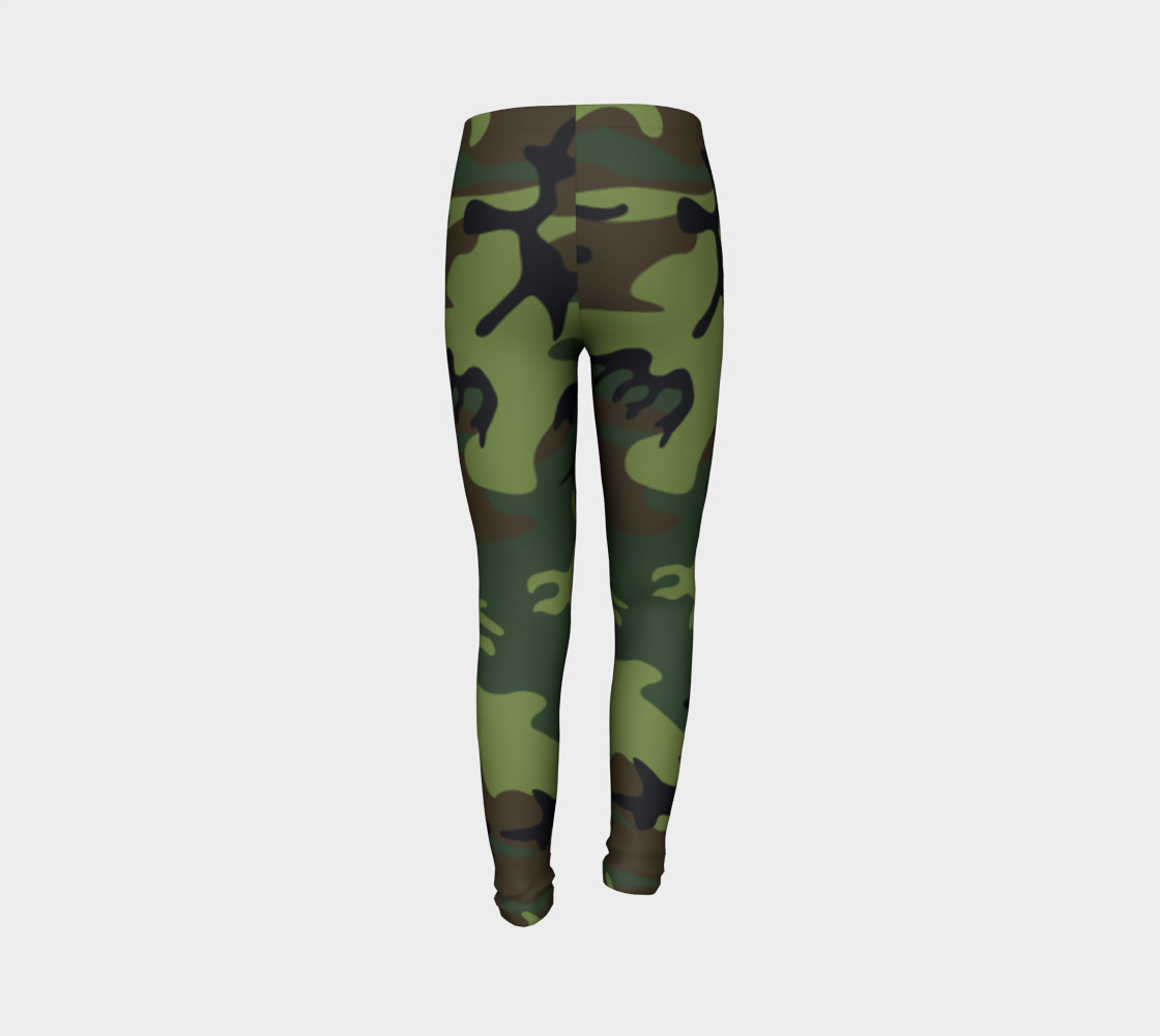 Aperçu de Military Green Camouflage Youth Leggings, AWSSG  #7