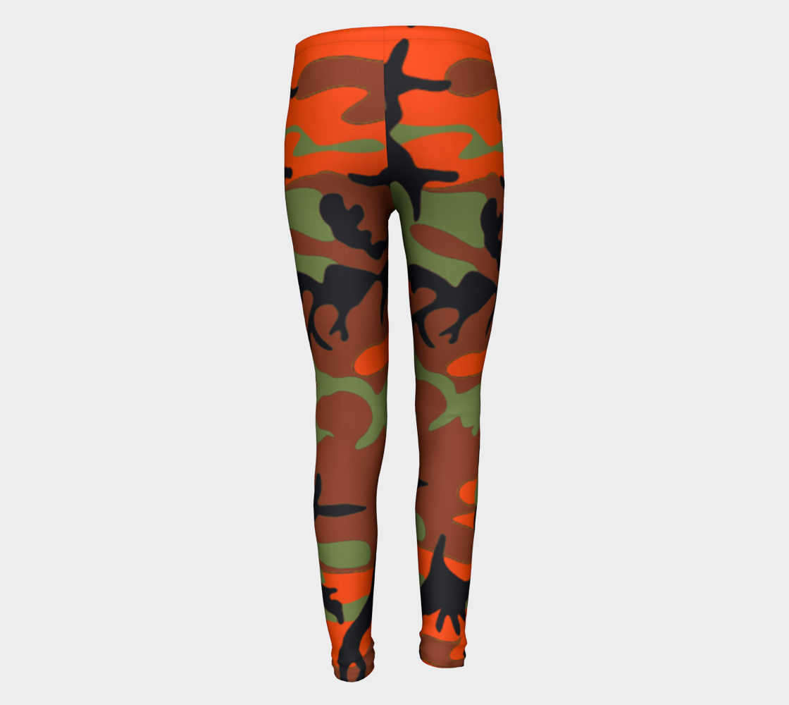 Aperçu de Hunter Orange Green Camouflage Youth Leggings, AWSSG  #5