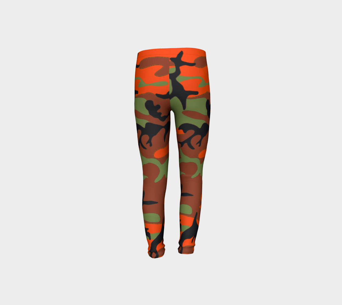 Aperçu de Hunter Orange Green Camouflage Youth Leggings, AWSSG #8