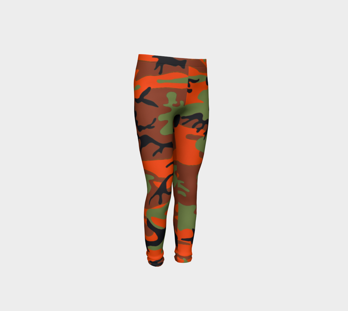 Hunter Orange Green Camouflage Youth Leggings, AWSSG  preview