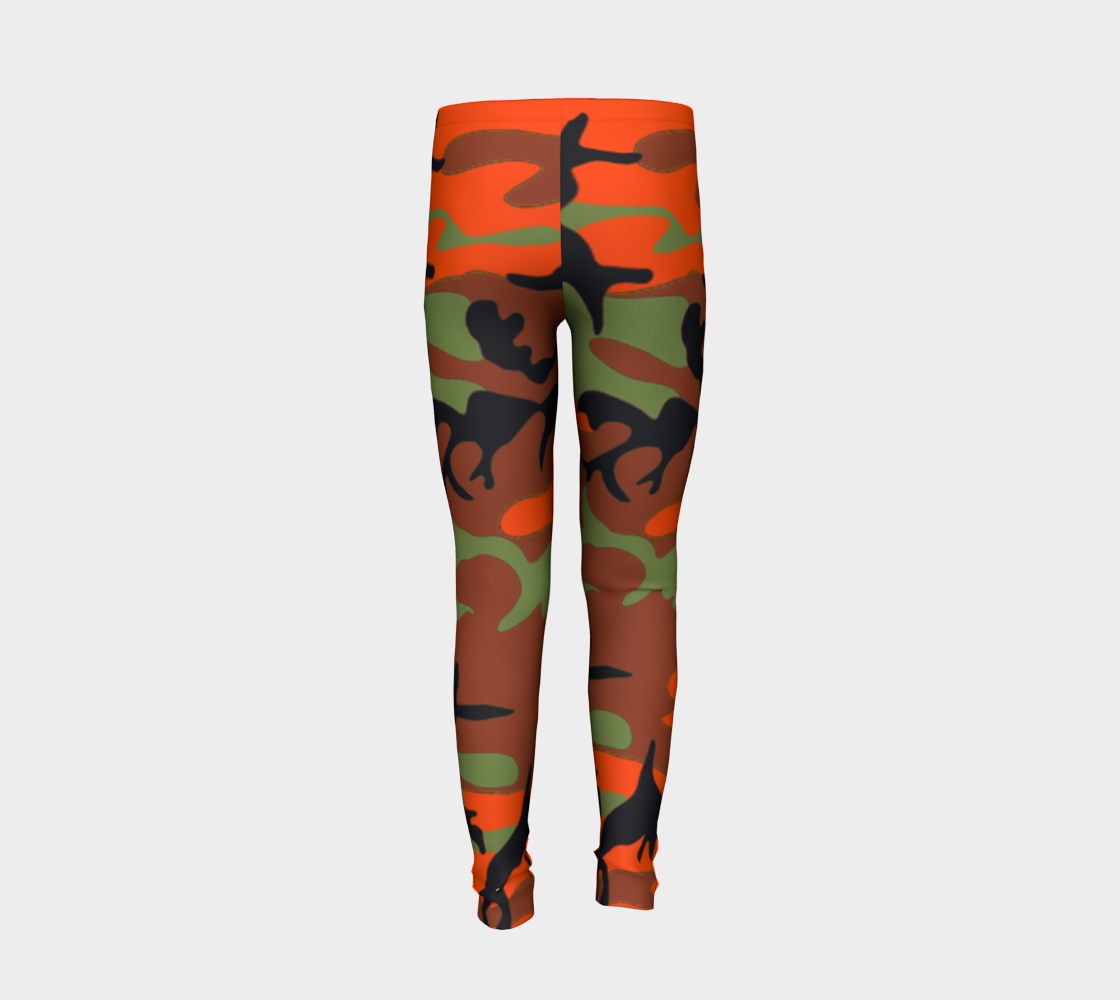 Aperçu de Hunter Orange Green Camouflage Youth Leggings, AWSSG  #6