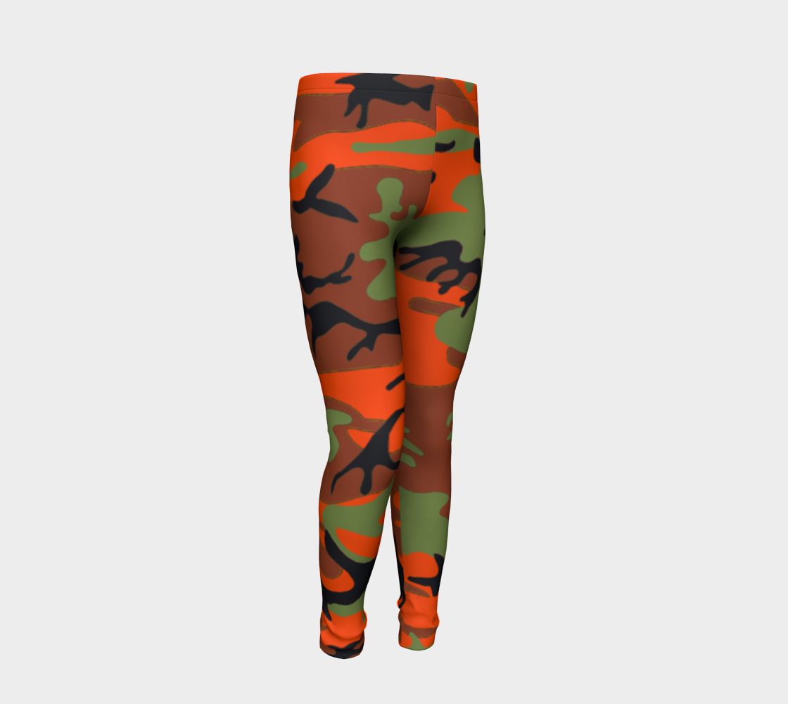 Aperçu de Hunter Orange Green Camouflage Youth Leggings, AWSSG  #2