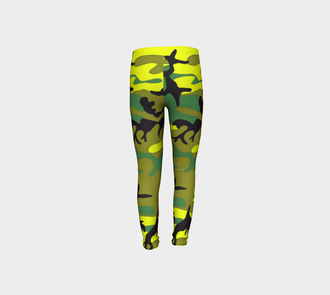 Aperçu de Military Yellow Green Camouflage Youth Leggings, AWSSG #8
