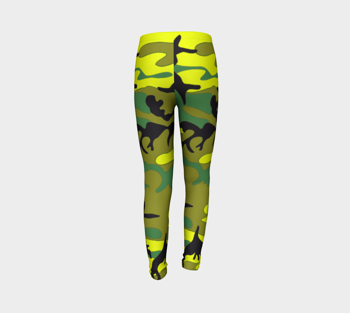Aperçu de Military Yellow Green Camouflage Youth Leggings, AWSSG  #7