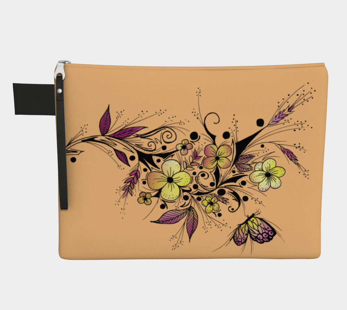 Apricot Flower Tattoo in Yellow and Purple Zipper Carry-All preview